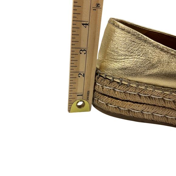 PRADA Gold Metallic Leather Espadrille Platform Loafer Slip On Shoes Size 9/9.5 - Picture 9 of 16